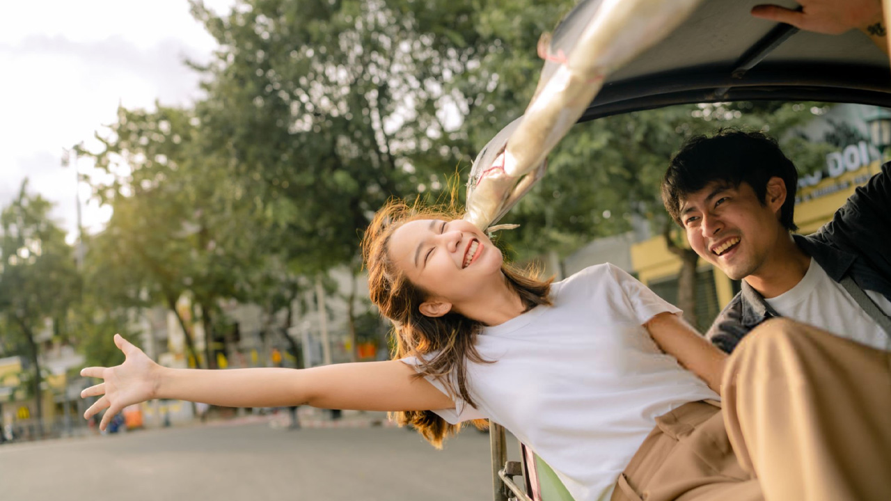 Couple travelling in Asia