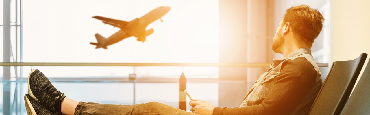 Airport departure gate waiting zone